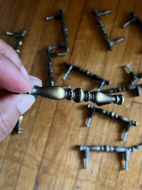 Vintage Dresser Pulls Knobs Lot 14 Goldish Black Undertones Victorian Gothic